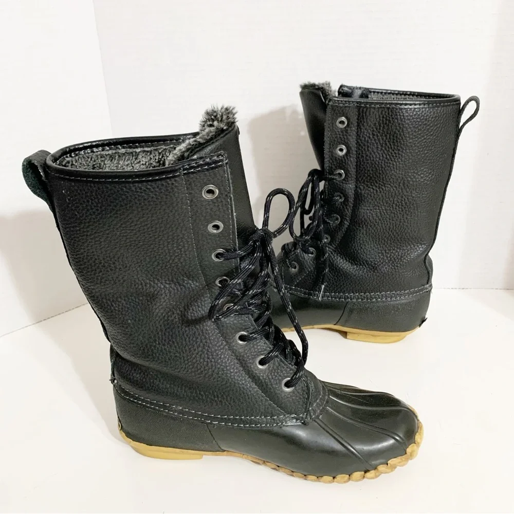 Sporto Daphne Leather Upper Waterproof Duck Boots Faux Fur Shearling Size 7
